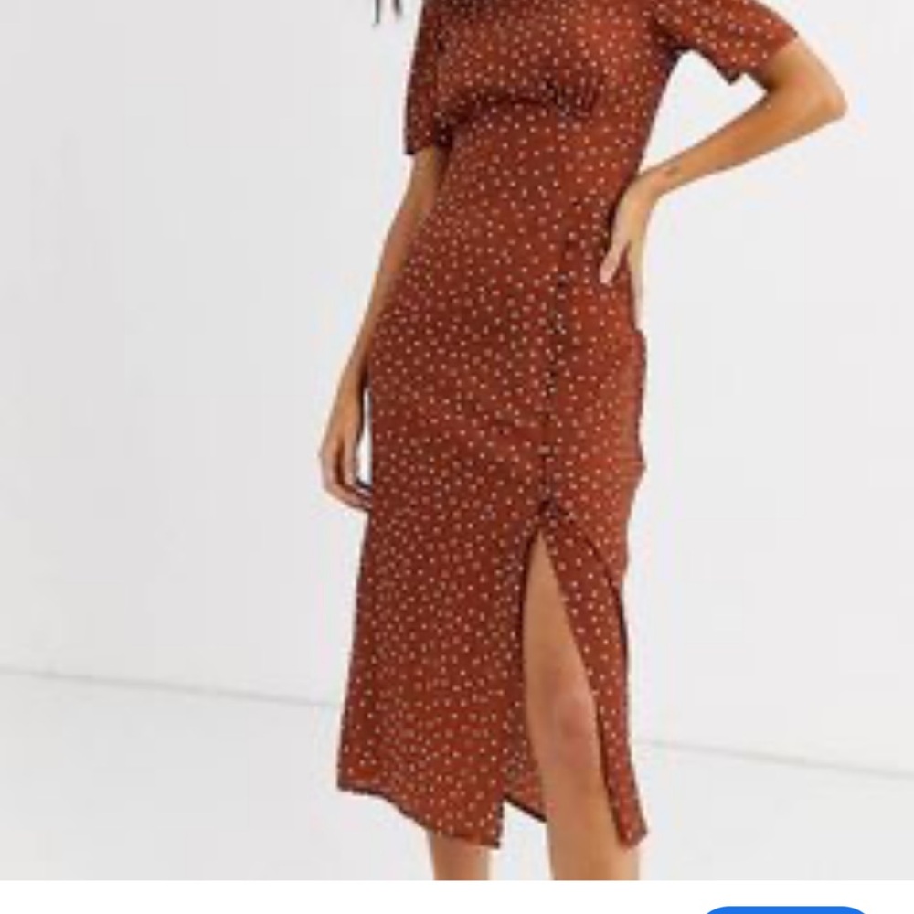 Elegant Brown Polka Dot Dress